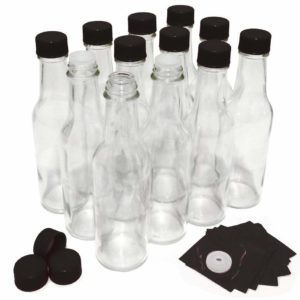 Hot Sauce Bottles with Black Caps & Shrink Bands, 5 Oz - Case of 12