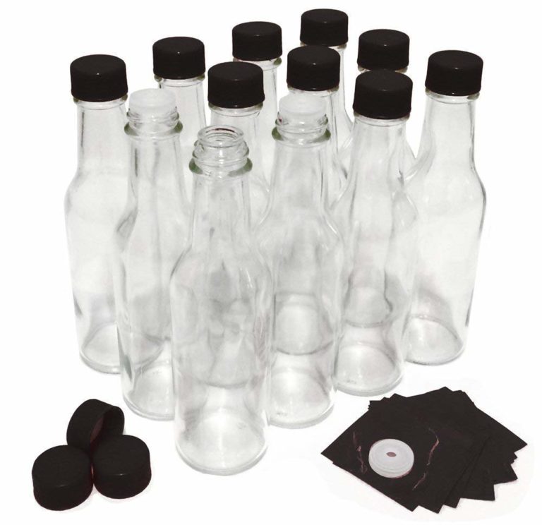 Hot Sauce Bottles with Black Caps & Shrink Bands, 5 Oz - Case of 12