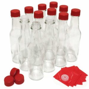Hot Sauce Bottles with Red Caps & Shrink Bands, 5 Oz - Case of 12