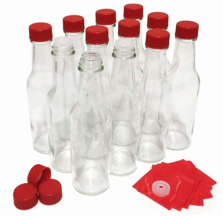Hot Sauce Bottles with Red Caps & Shrink Bands, 5 Oz - Case of 12
