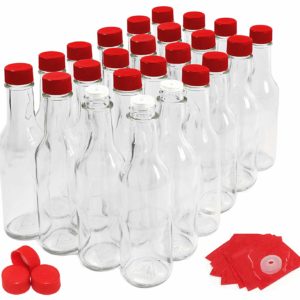 Hot Sauce Bottles with Red Caps & Shrink Bands, 5 Oz - Case of 24