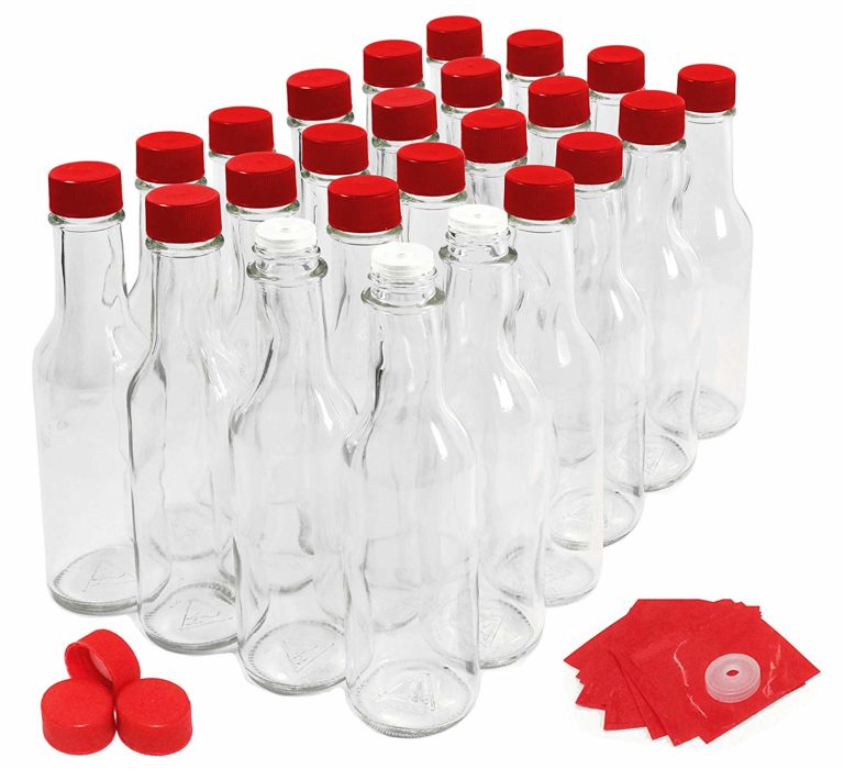 Hot Sauce Bottles with Red Caps & Shrink Bands, 5 Oz - Case of 24