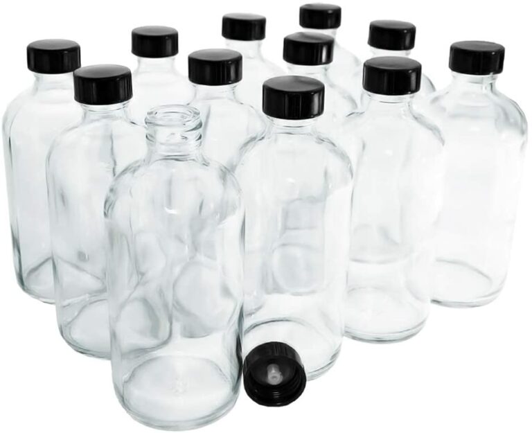 (Pack of 12) 8 oz. Clear Boston Round with Black Poly Cone Cap