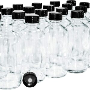 (Pack of 24) 4 oz. Clear Boston Round with Black Poly Cone Cap