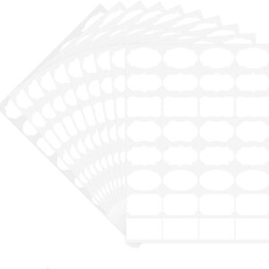 Wisdompro 320 Pcs Removable Freezer Labels, Fancy Shape Blank White Writable Stickers Food Storage Labels for Containers, Jars, Spice, Glass, Bottles - 10 Sheets